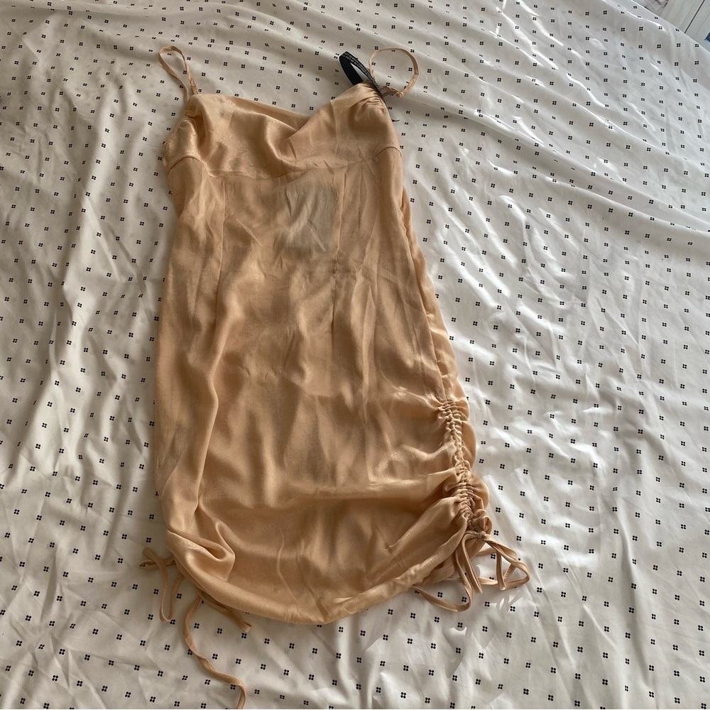 Prettylittlething Satin Ruched Side Strappy Bodycon Dress